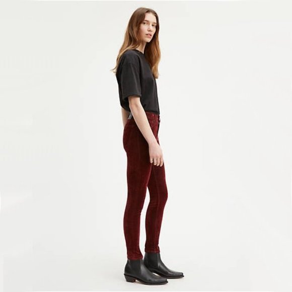 Levi's 721 Made a& Crafted High Rise Velvet Jeans in Burgundy - LIKE NEW - Picture 3 of 9